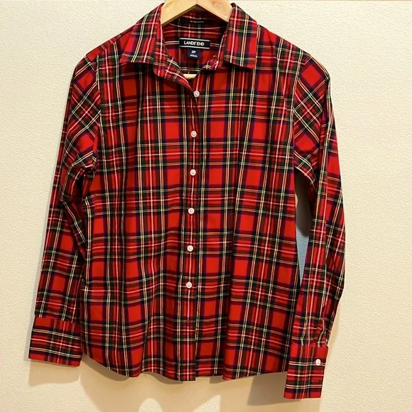 NWOT Lands’ End No Iron Supima button-front long sleeves shirt - Picture 1 of 14